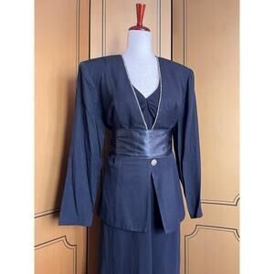 Vintage evening jacket in black with crystals, size L